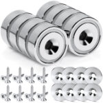 Magnes neodymowy pierścieniowy w obudowie stalowej z otworem pod wkręt 20×7 mm, z podkładkami