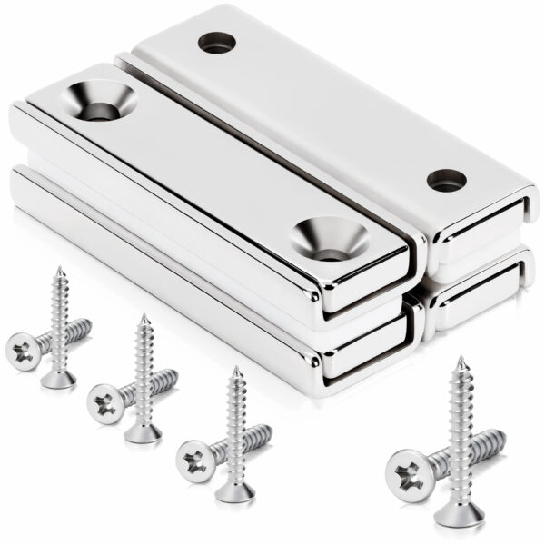 Magnes neodymowy płytkowy z otworami pod wkręt 40×13,5×5 mm – 4 szt.