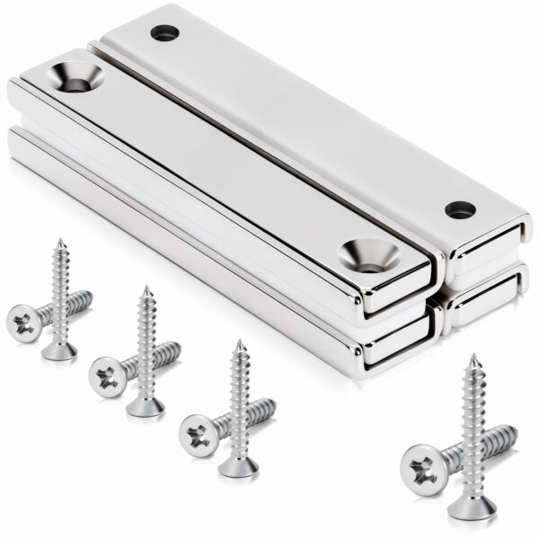 Magnes neodymowy płytkowy z otworami pod wkręt 60×13,5×5 mm – 4 szt.