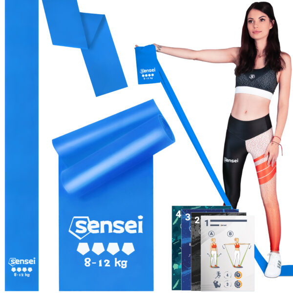 Taśma do ćwiczeń, Rehabilitacji, Jogi, Długa Guma Oporowa 2 m, Siła 8-12 kg