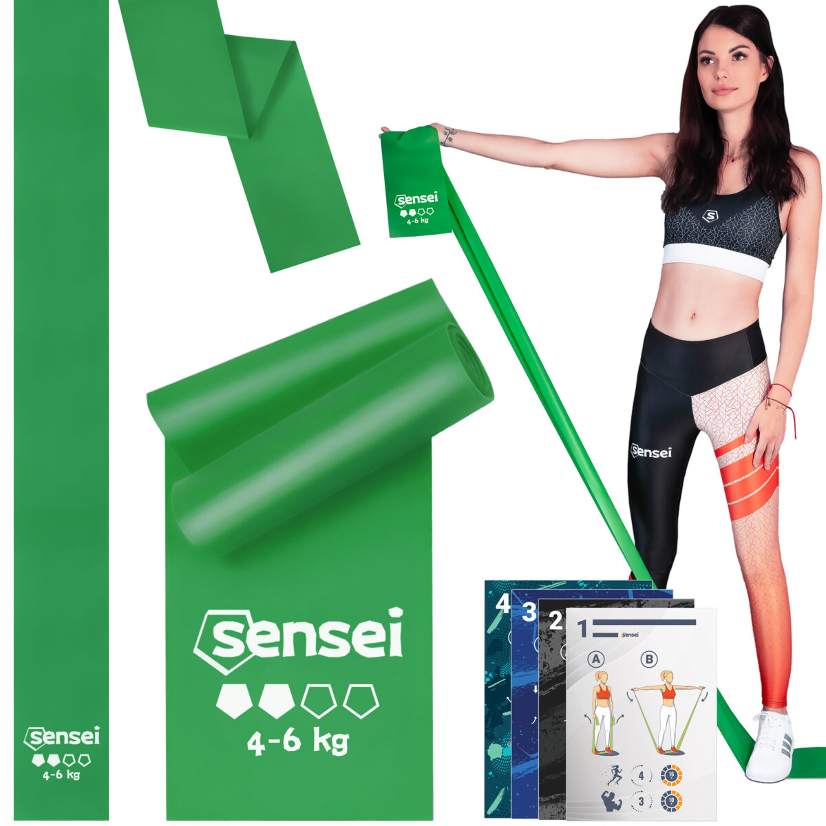 Taśma do ćwiczeń, Rehabilitacji, Jogi, Długa Guma Oporowa 2 m, Siła 4-6 kg