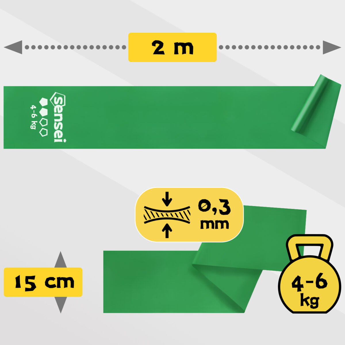 Taśma do ćwiczeń, Rehabilitacji, Jogi, Długa Guma Oporowa 2 m, Siła 4-6 kg