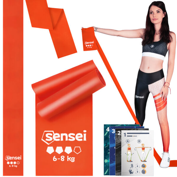 Taśma do ćwiczeń, Rehabilitacji, Jogi, Długa Guma Oporowa 2 m, Siła 6-8 kg