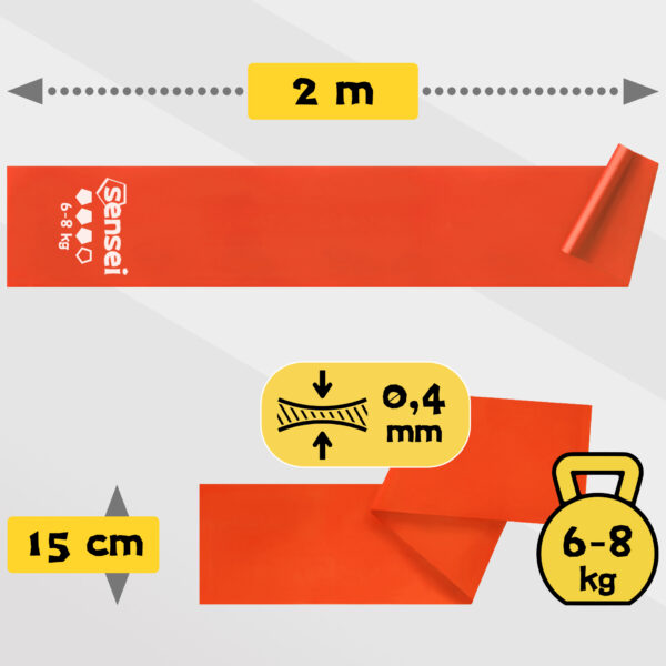 Taśma do ćwiczeń, Rehabilitacji, Jogi, Długa Guma Oporowa 2 m, Siła 6-8 kg