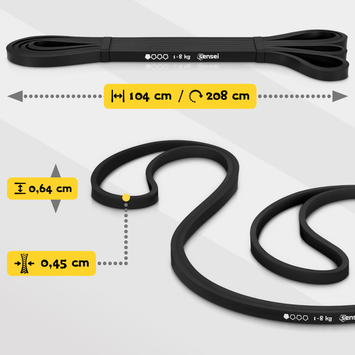 Guma oporowa do ćwiczeń Sensei Power Band 1-8 kg