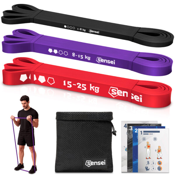 Zestaw 3 gum do ćwiczeń Sensei Power Bands – 1-35 kg