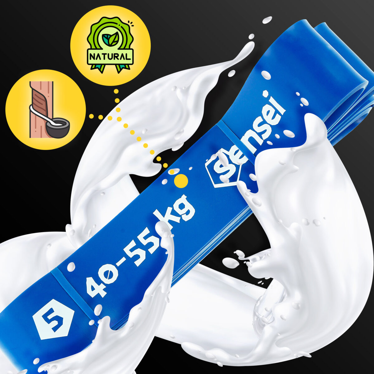 Zestaw 5 gum do ćwiczeń Sensei Power Bands – 1-55 kg + Uchwyt