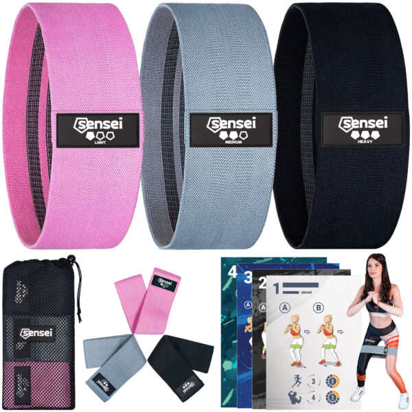 Zestaw 3 Gum Materiałowych do Ćwiczeń Sensei Hip Bands 1-35 kg
