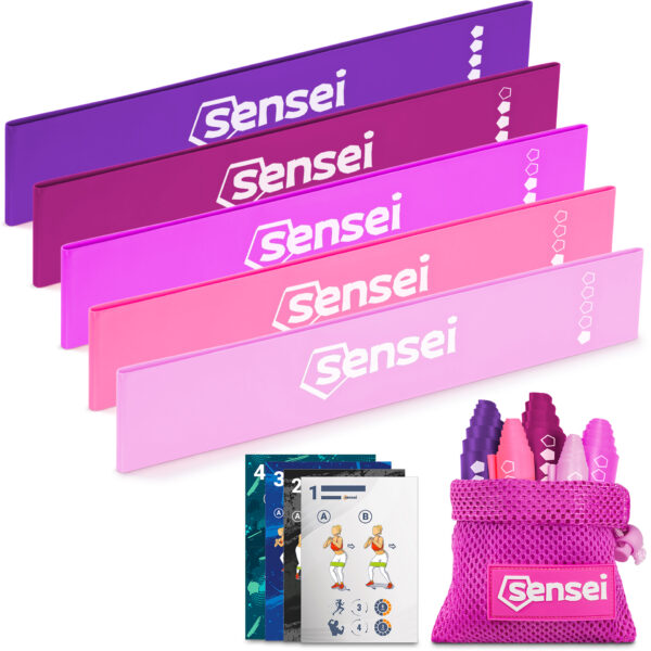 Zestaw 5 Gum Oporowych do Ćwiczeń Sensei Lady Bands – Różowe, 1-20 kg