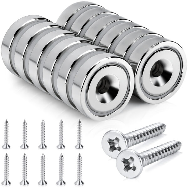 Magnes neodymowy pierścieniowy w obudowie stalowej z otworem pod wkręt 16×5 mm