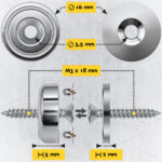 Magnes neodymowy pierścieniowy w obudowie stalowej z otworem pod wkręt 16×5 mm, z podkładkami