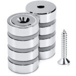 Magnes neodymowy pierścieniowy w obudowie stalowej z otworem pod wkręt 20×7 mm