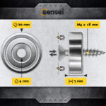Magnes neodymowy pierścieniowy w obudowie stalowej z otworem pod wkręt 20×7 mm